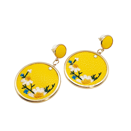 Earrings leather yellow1